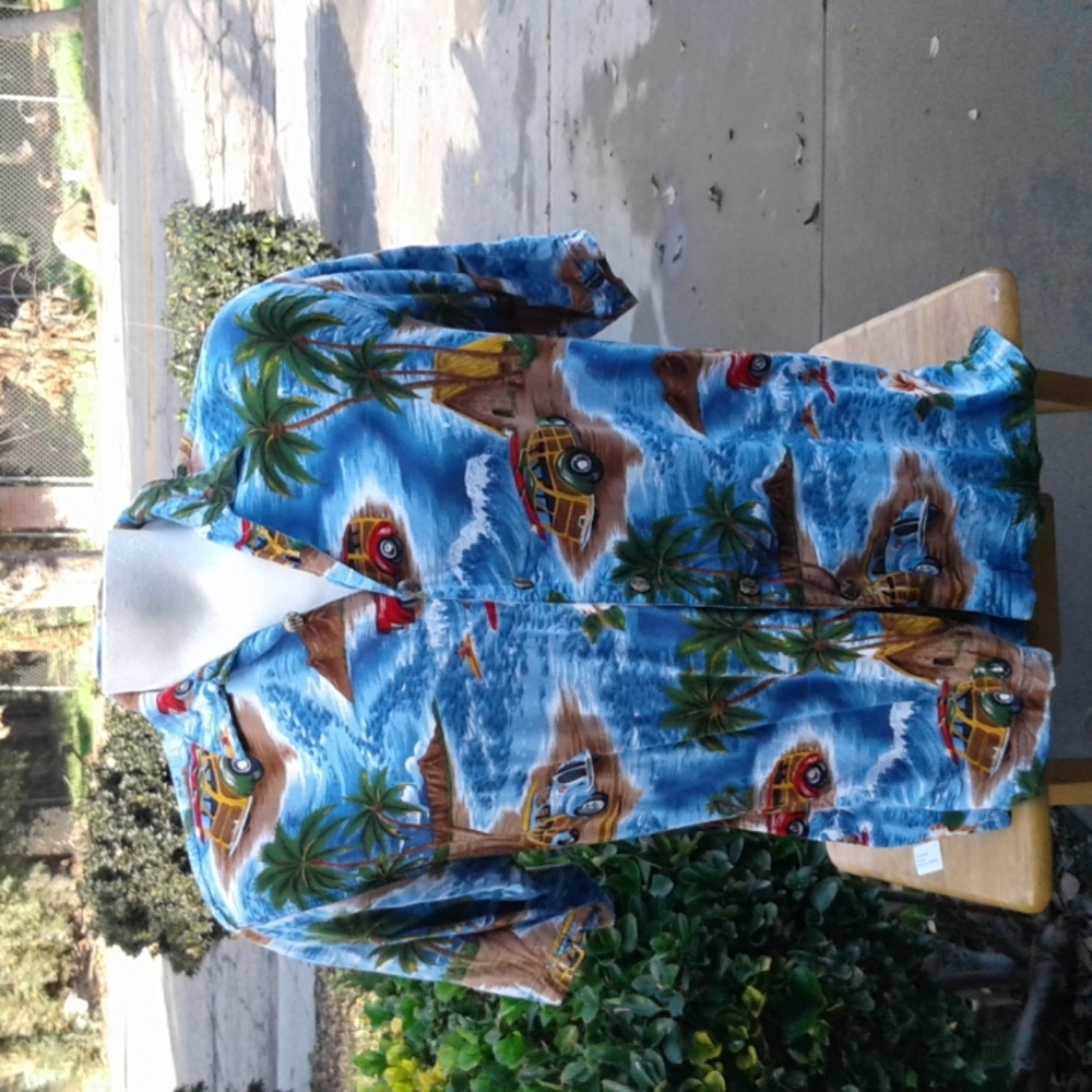 Men's fun Hawaiian shirt old cars surfboards